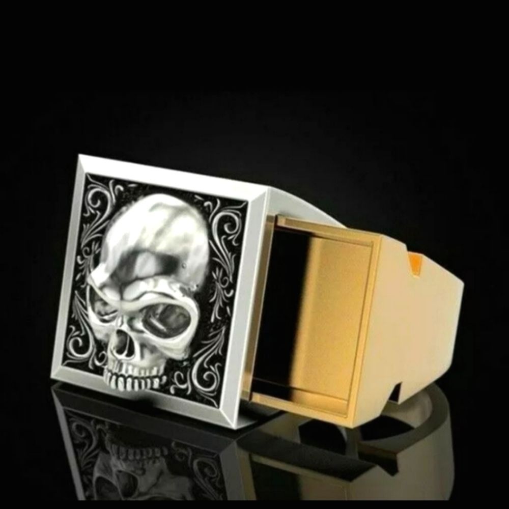 2 Toned Y2K Skull Secret Compartment Ring